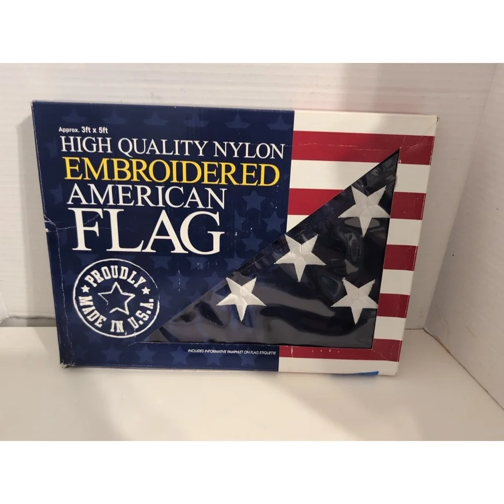 Vintage Gama 3 X 5 Feet USA Embroidered Nylon Stars American Flag USA‎ Made